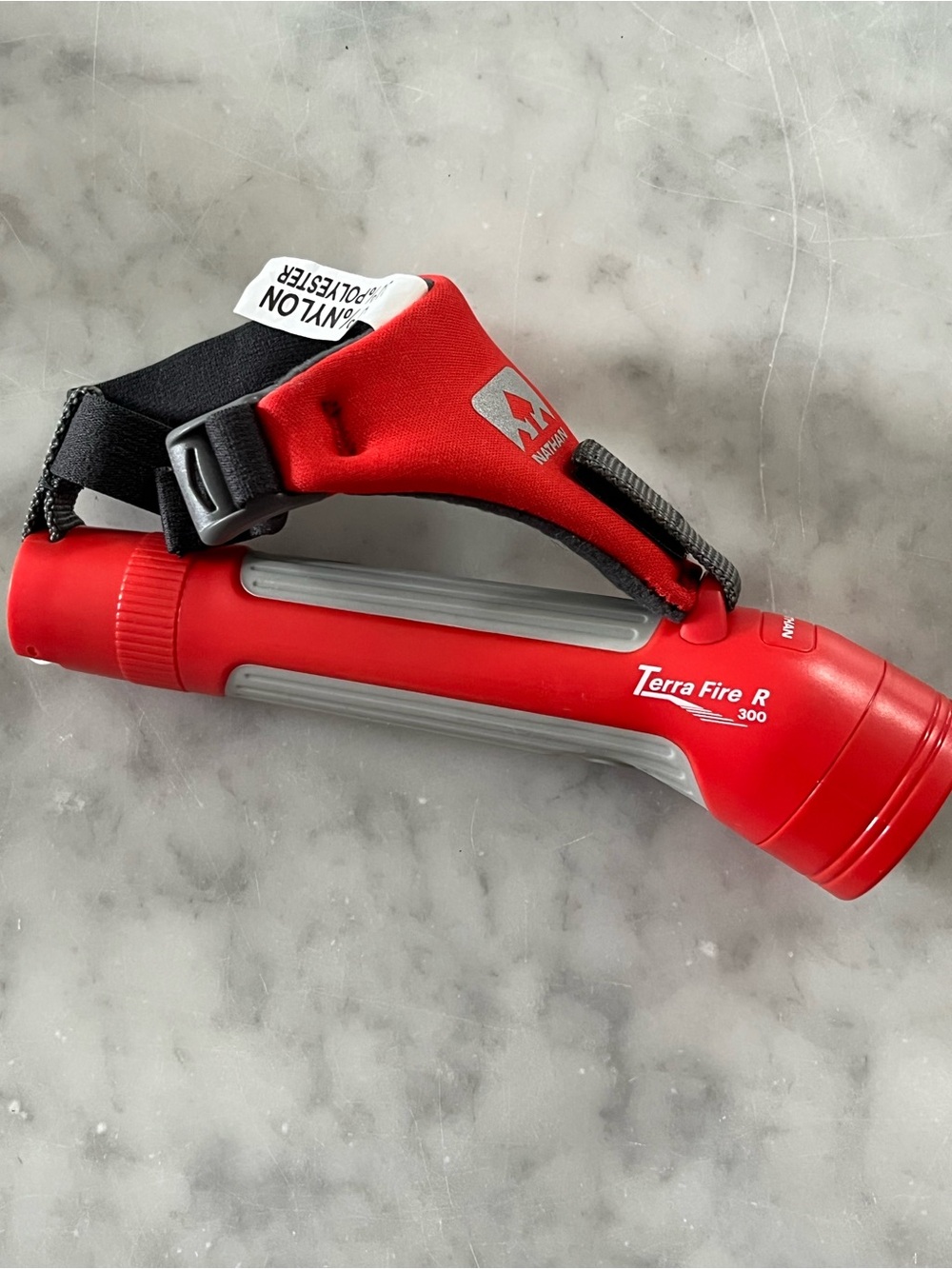 NWOT Mammut Red and Gray Terra Fire R 300 Handheld Runners Flashlight with Strap